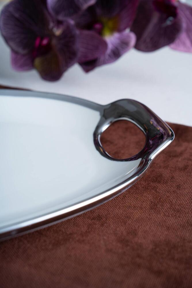 Arven Oval Silver Sunum Tepsisi - 45 cm - 3