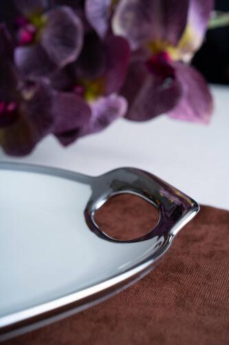 Arven Oval Silver Sunum Tepsisi - 45 cm - 6