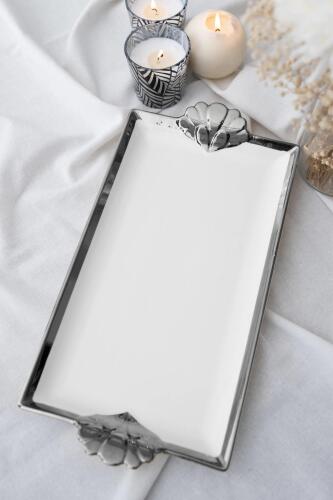 Arwen Dikdörtgen Silver Sunum Tepsi - 40.5 cm - Acar