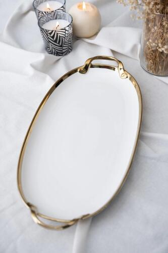 Arwen Oval Gold Sunum Tepsi - 40.5 cm - Acar