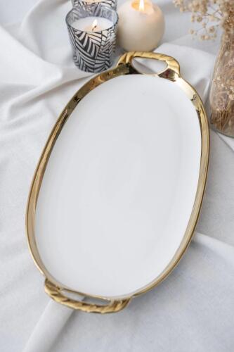 Arwen Oval Gold Sunum Tepsi - 40.5 cm - Acar