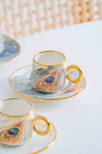 Astera 6 Kişilik Porselen Kahve Fincan Takımı - 90 ml - 4