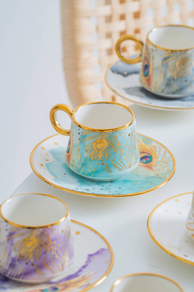 Astera 6 Kişilik Porselen Kahve Fincan Takımı - 90 ml - 6