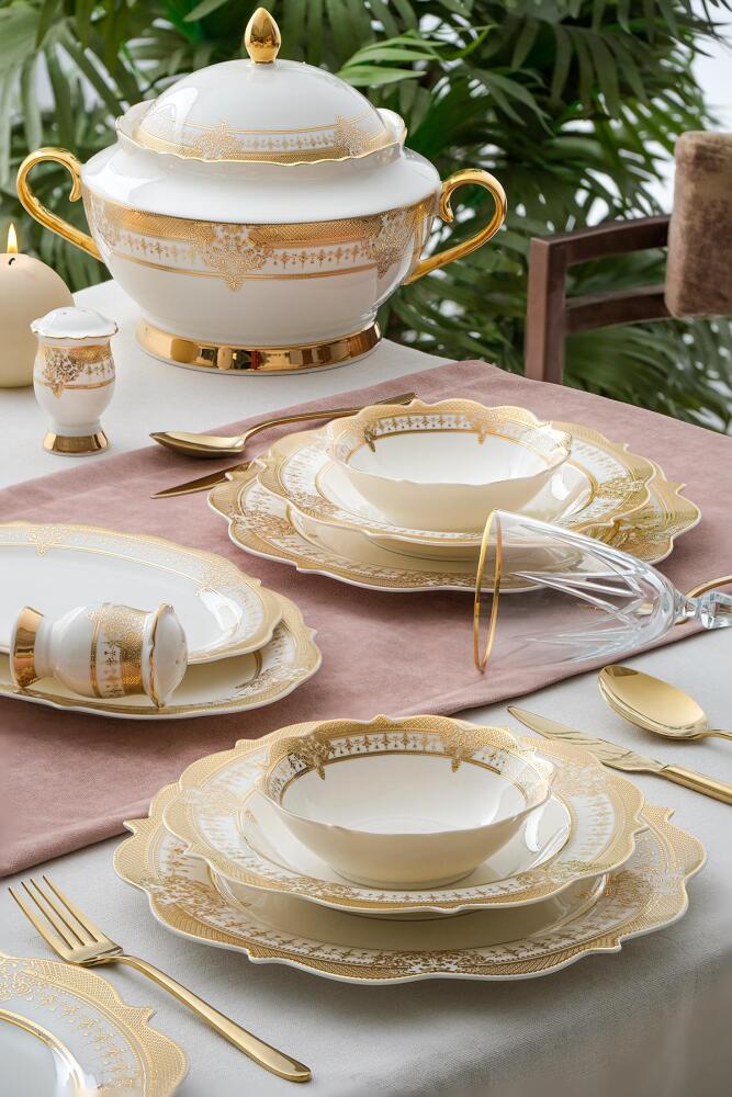 Astoria 60 Piece Gold Porcelain Dinner Set For 12 People - 5