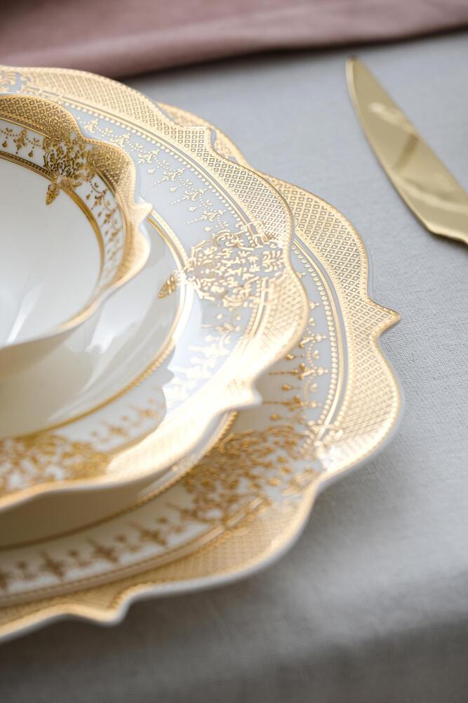 Astoria 60 Piece Gold Porcelain Dinner Set For 12 People - 6