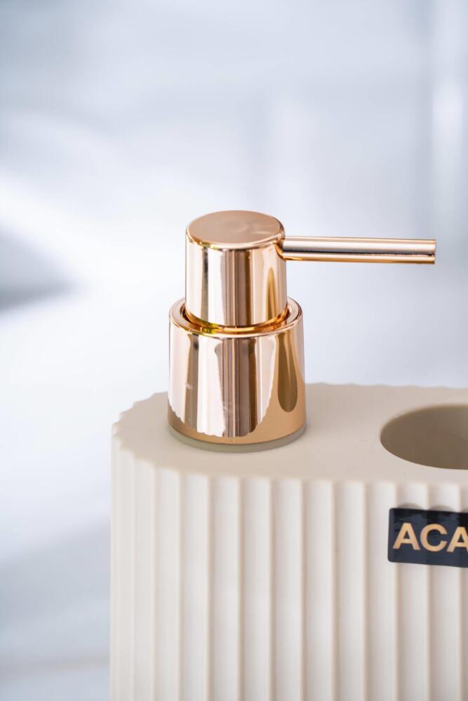 Astoria Akrilik Sünger Hazneli Sıvı Sabunluk - Krem/Bronz - 2