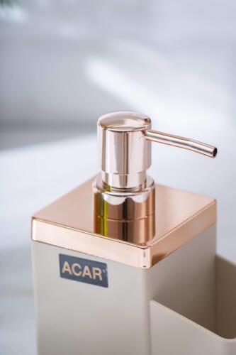 Astoria Akrilik Sünger Hazneli Sıvı Sabunluk - Krem/Bronz - 2
