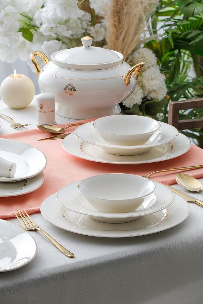 Athena 60 Piece Gold Porcelain Dinner Set For 12 People - 6