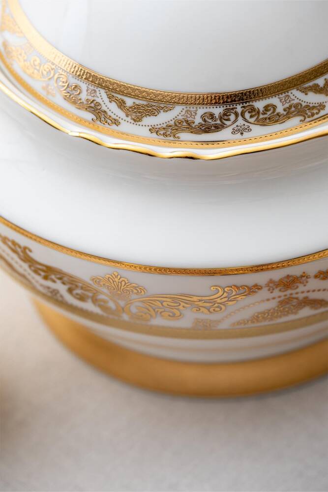 Aurora 60 Piece Gold Porcelain Dinner Set For 12 People - 6