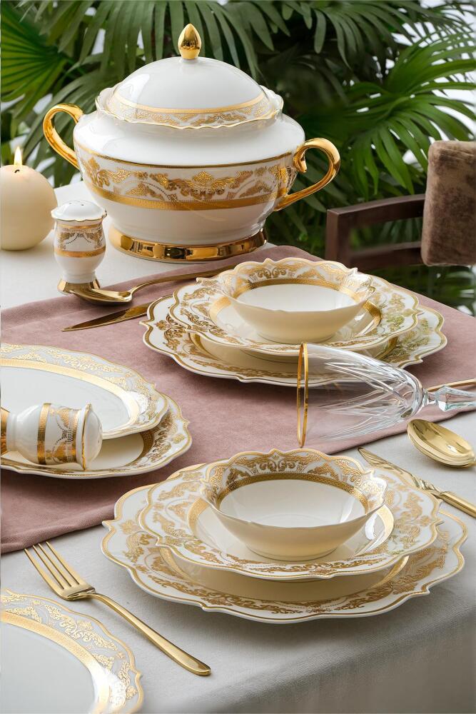Aurora 60 Piece Gold Porcelain Dinner Set For 12 People - 7
