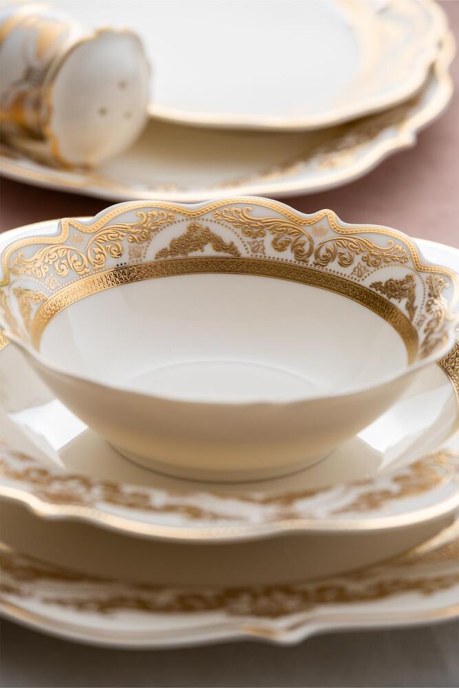 Aurora 60 Piece Gold Porcelain Dinner Set For 12 People - 9