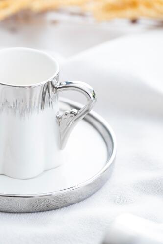 Aurora Duo Porcelain Coffee Cup Set For 2 People - 90 Ml - 6