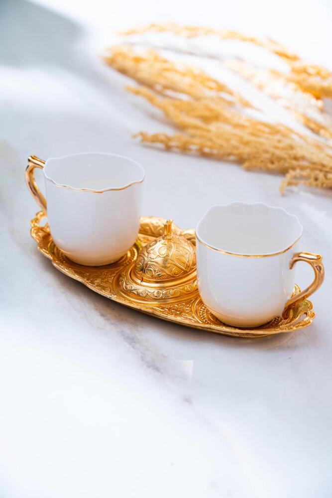 Ayla 2 Kişilik Tepsili Sunum Kahve Fincanı Takımı - 90 ml - 1