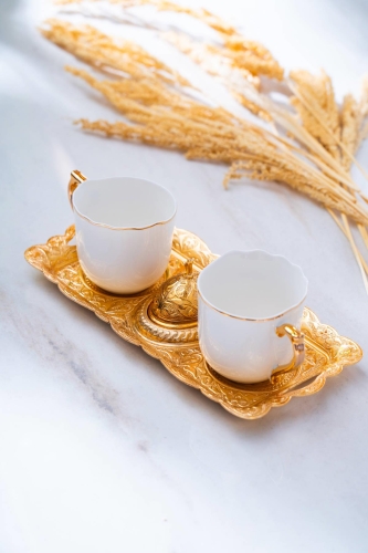 Ayla 2 Kişilik Tepsili Sunum Kahve Fincanı Takımı - 90 ml 
