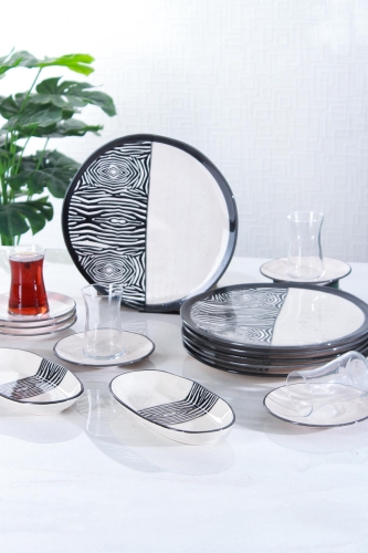 Aymira 20 Parça Seramik Zebra Servis Seti - Acar