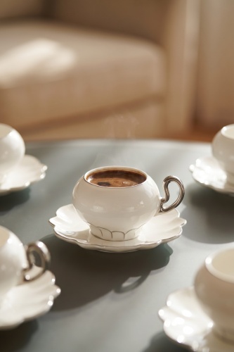 Bailey 6 Kişilik Porselen Kahve Fincan Takımı Silver - 100 ml - Acar