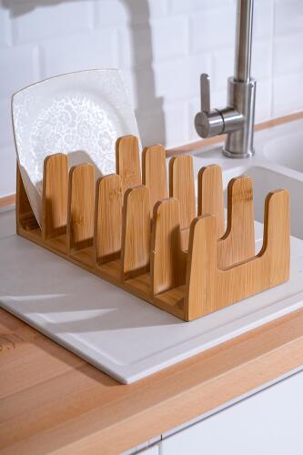 Bamboo Plate Organizer - 35.5 cm - Acar