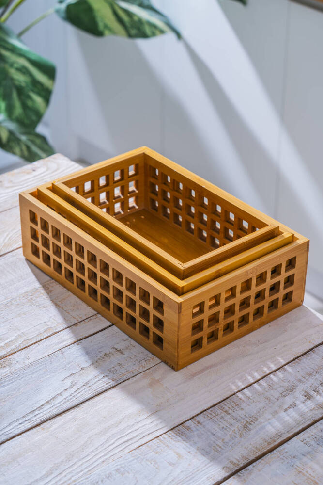 Bambu 3 lü Dikdörtgen Organizer Kutu - 3