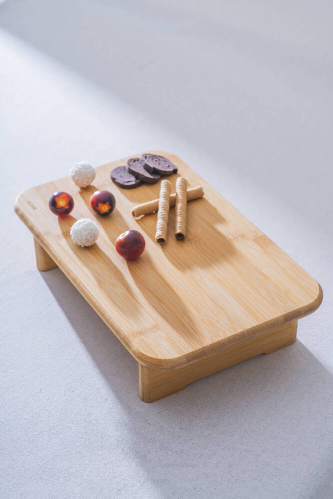 Bambu Ayaklı Kare Sunumluk - 34.5 cm - 2