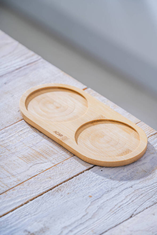 Bambu İki Bölmeli Sunumluk - 19.5 cm - 1