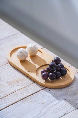 Bambu İki Bölmeli Sunumluk - 19.5 cm - 2