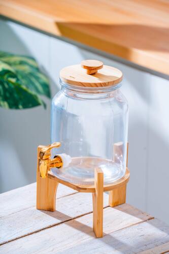 Bambu Standlı Cam Sebil - 3 lt - Acar