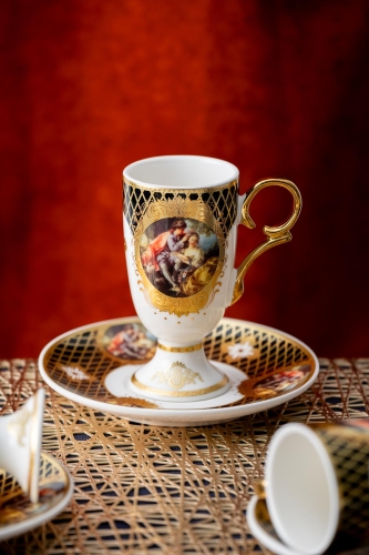 Barock 6 Kişilik Porselen Kahve Fincanı Takımı - 90 ml - Acar
