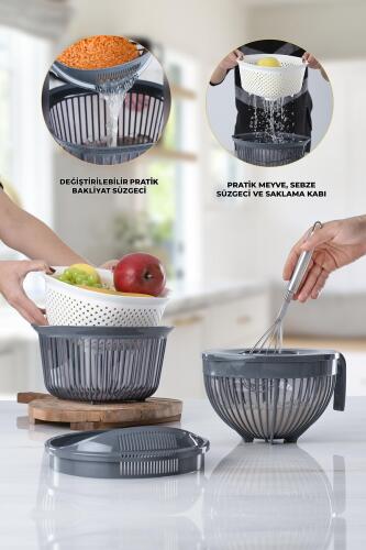Beater 6 Parça Süzgeçli Karıştırma ve Saklama Kabı - Acar