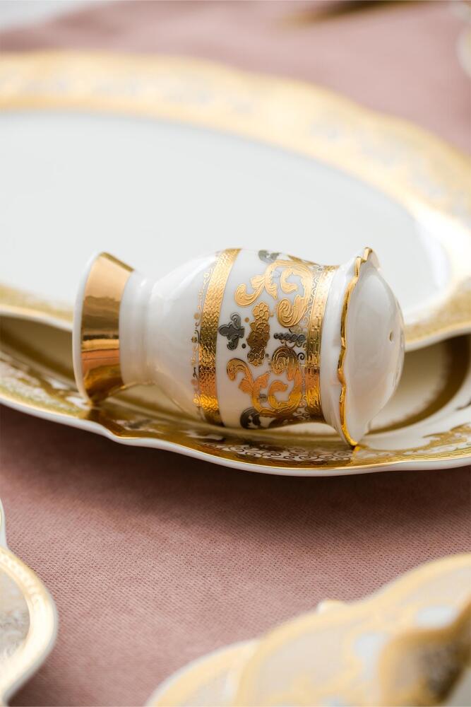 Beatris 60 Piece Gold Porcelain Dinner Set For 12 People - 4