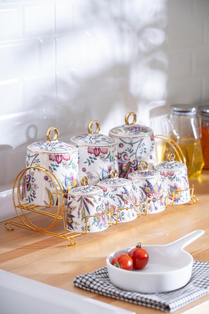 Bennet Porcelain 7-pi Spice Set with Stand - 3