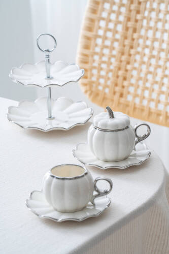 Betty 2 Kişilik Standlı Kahve Fincan Takımı Silver - 130 ml - 1