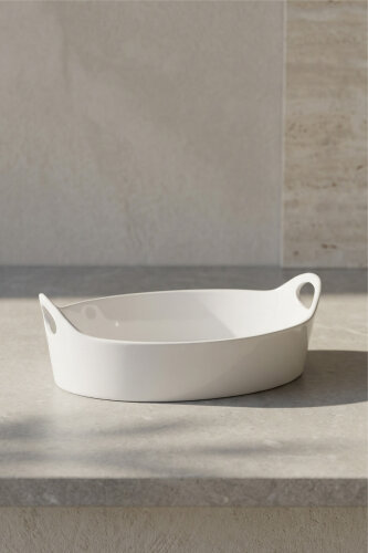 Bianco Perla Oval Handle Bowl - 26 Cm - 1