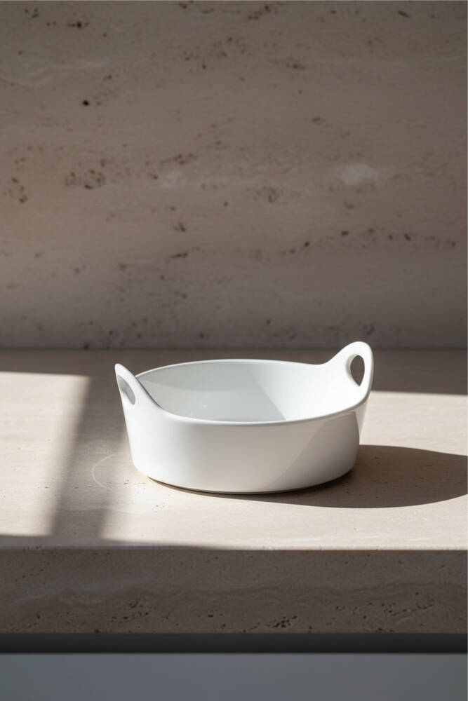 Bianco Perla Oval Kulplu Kase - 21 cm - 1