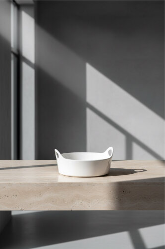 Bianco Perla Oval Kulplu Kase - 21 cm - 2