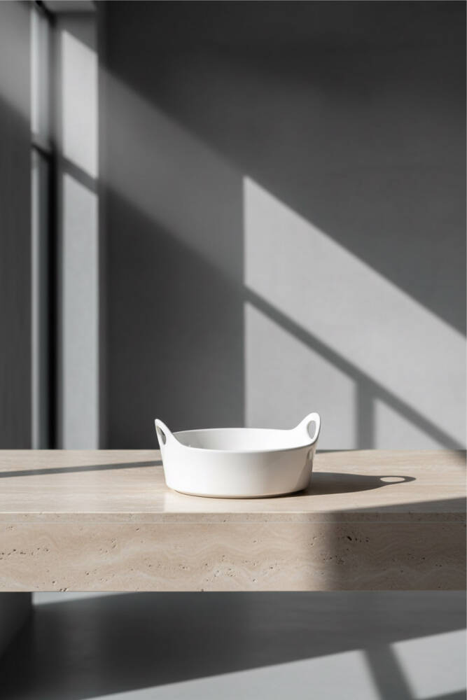 Bianco Perla Oval Kulplu Kase - 21 cm - 2