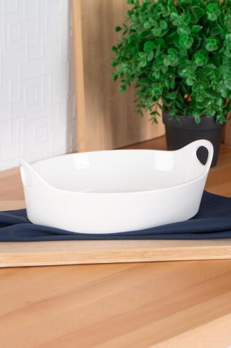 Bianco Perla Oval Kulplu Kase - 26 cm - 4