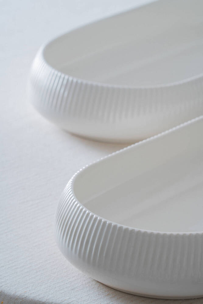 Bianco Perla Porselen Oval Kase - 35 cm - 2