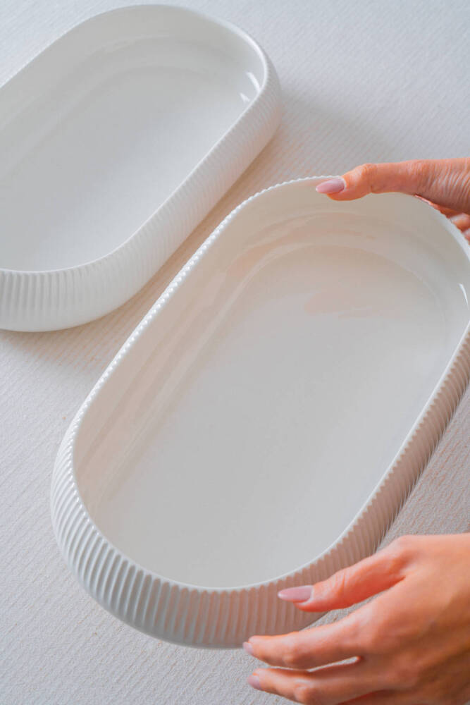 Bianco Perla Porselen Oval Kase - 35 cm - 4