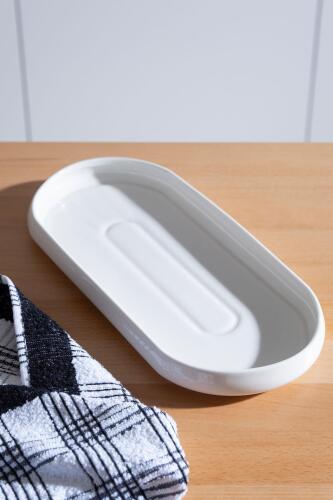 Bianco Perla Porselen Oval Kayık Tabak - 32 cm - Acar