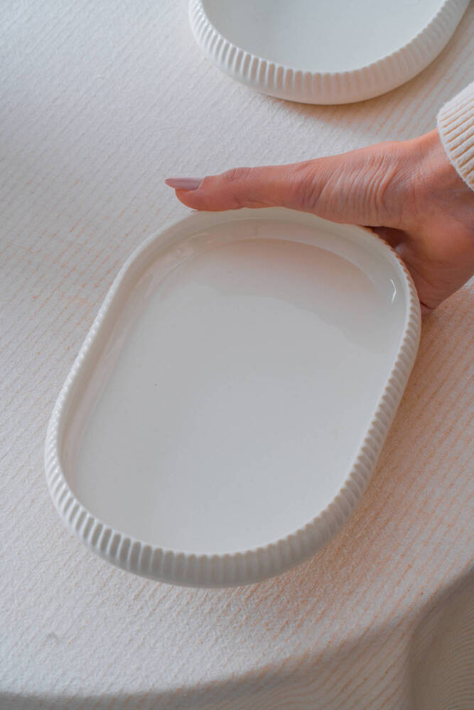 Bianco Perla Porselen Oval Tabak - 20 cm - 5
