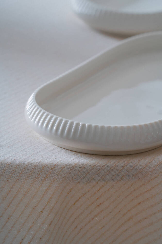 Bianco Perla Porselen Oval Tabak - 22 cm - 2