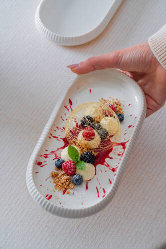 Bianco Perla Porselen Oval Tabak - 22 cm - 4