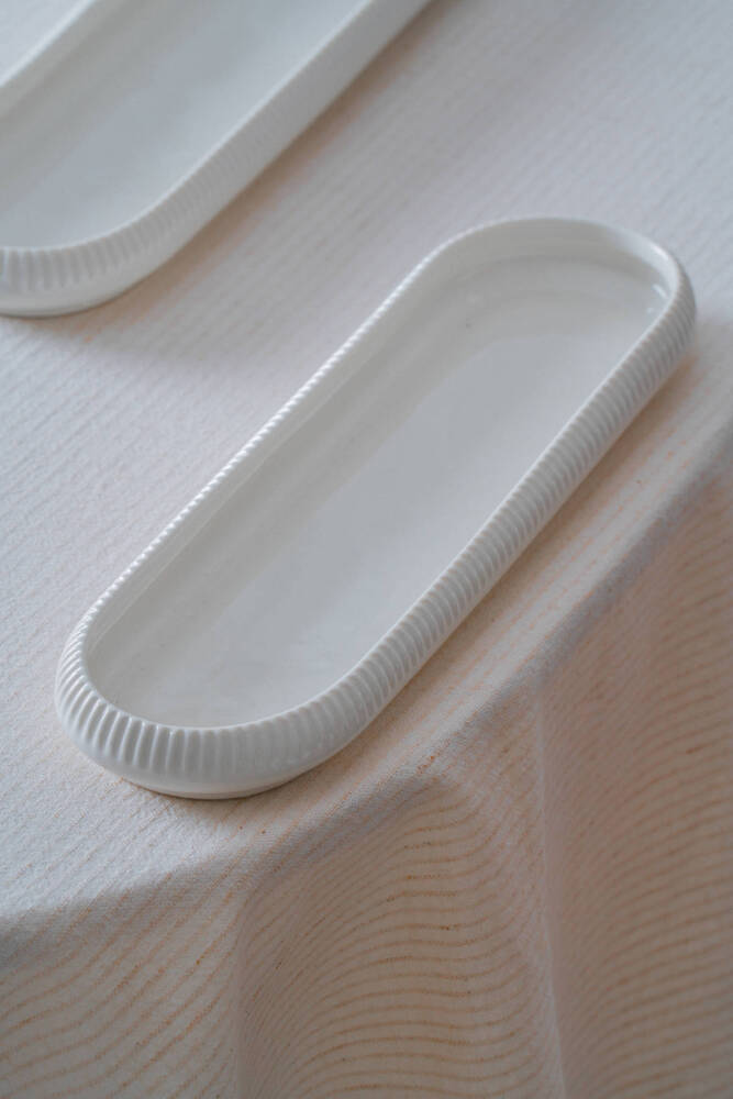 Bianco Perla Porselen Oval Tabak - 28 cm - 1