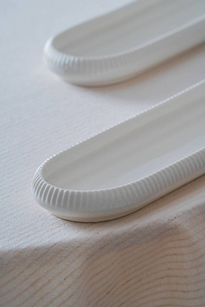 Bianco Perla Porselen Oval Tabak - 28 cm - 4