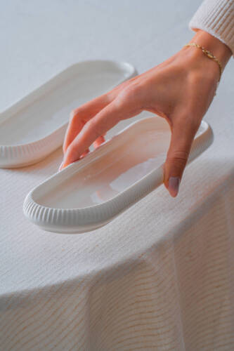 Bianco Perla Porselen Oval Tabak - 28 cm - 5