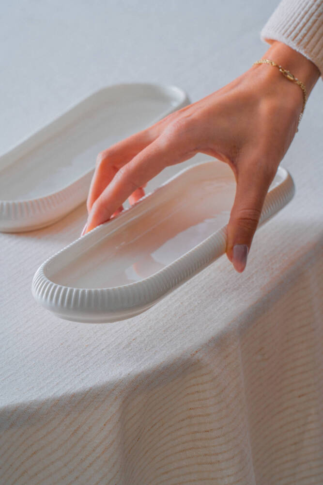 Bianco Perla Porselen Oval Tabak - 28 cm - 5