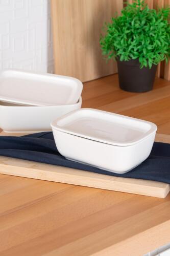Bianco Perla Rectangular Bowl With Lid - 19 Cm - 4