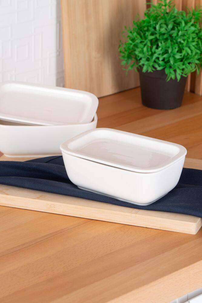 Bianco Perla Rectangular Bowl With Lid - 19 Cm - 4