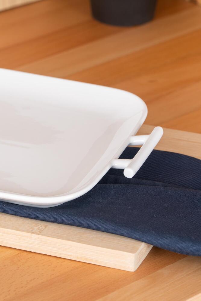 Bianco Perla Rectangular Handle Service Plate - 27.5 Cm - 2