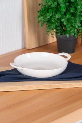 Bianco Perla Round Handle Presentation Plate - 25 Cm - 1